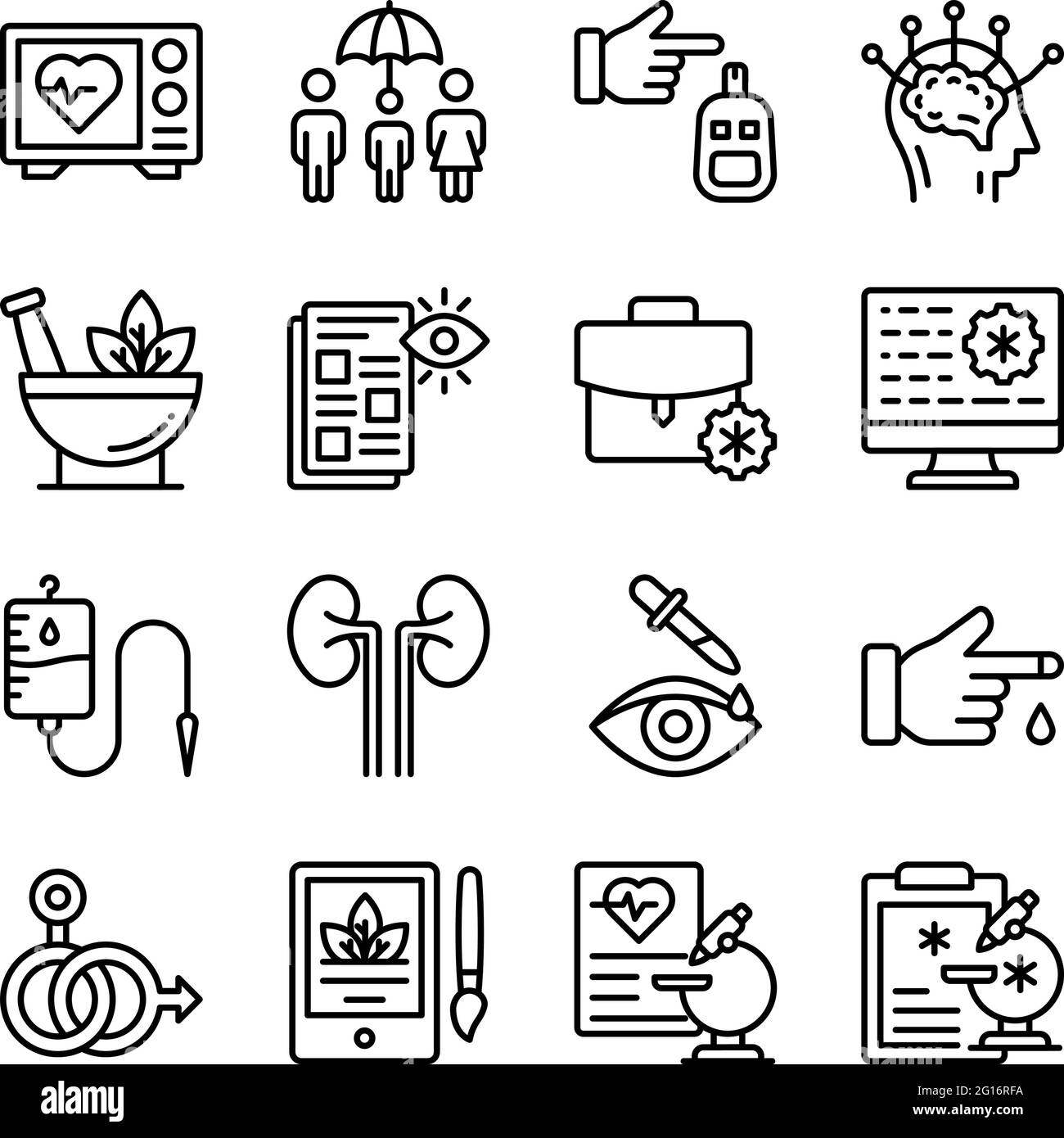 Pack d'icônes linéaires pour la santé Illustration de Vecteur