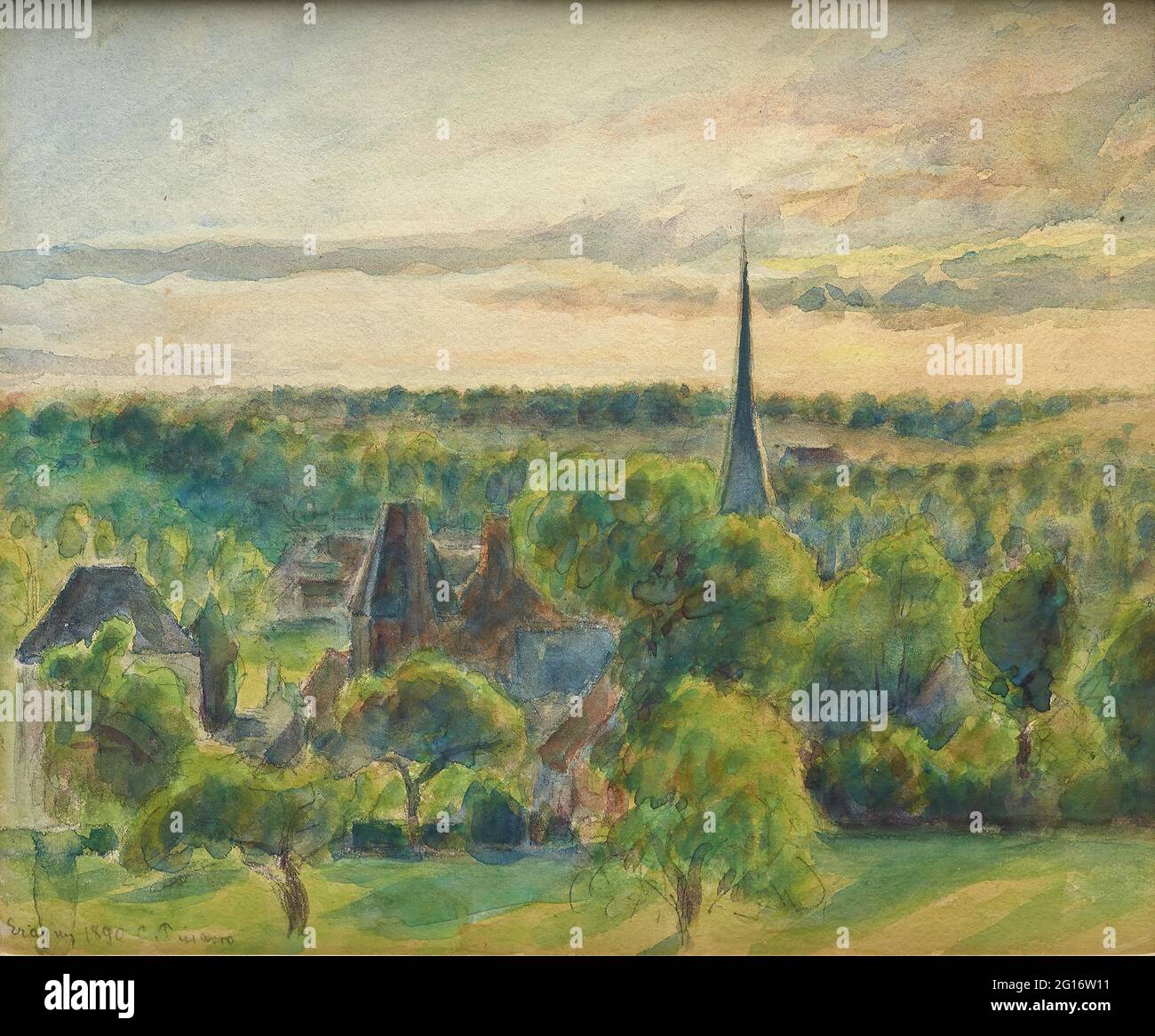 Camille Pissarro - Paysage à Eragny Banque D'Images