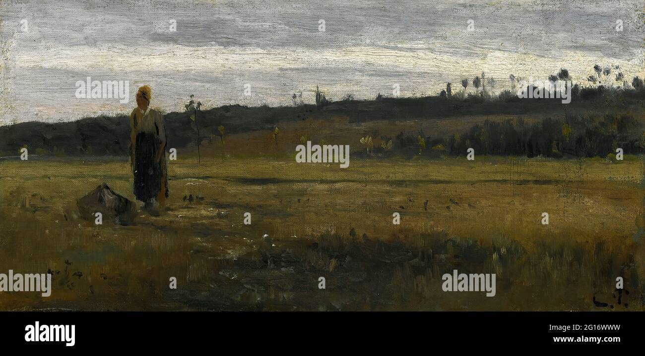 Camille Pissarro - Paysanne dans un champ la Varenne Saint Hilaire Banque D'Images
