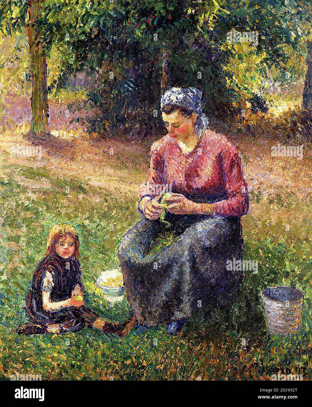 Camille Pissarro - paysanne enfant Eragny 1893 Banque D'Images