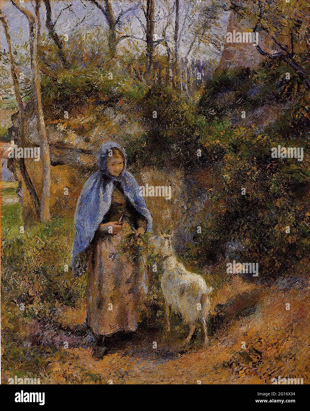 Camille Pissarro - paysanne avec Goat 1881 Banque D'Images
