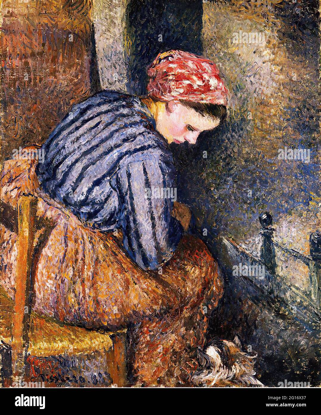 Camille Pissarro - paysanne se réchauffant 1883 Banque D'Images