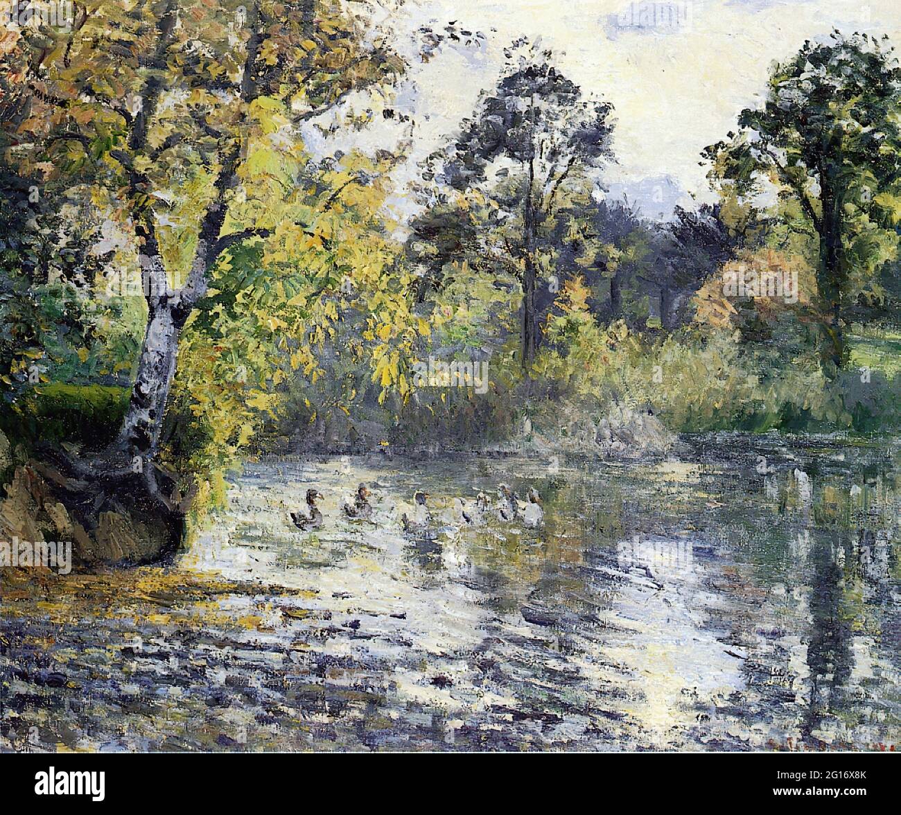 Camille Pissarro - l'Étang de Montfoucault - 1874-75 Photo Stock