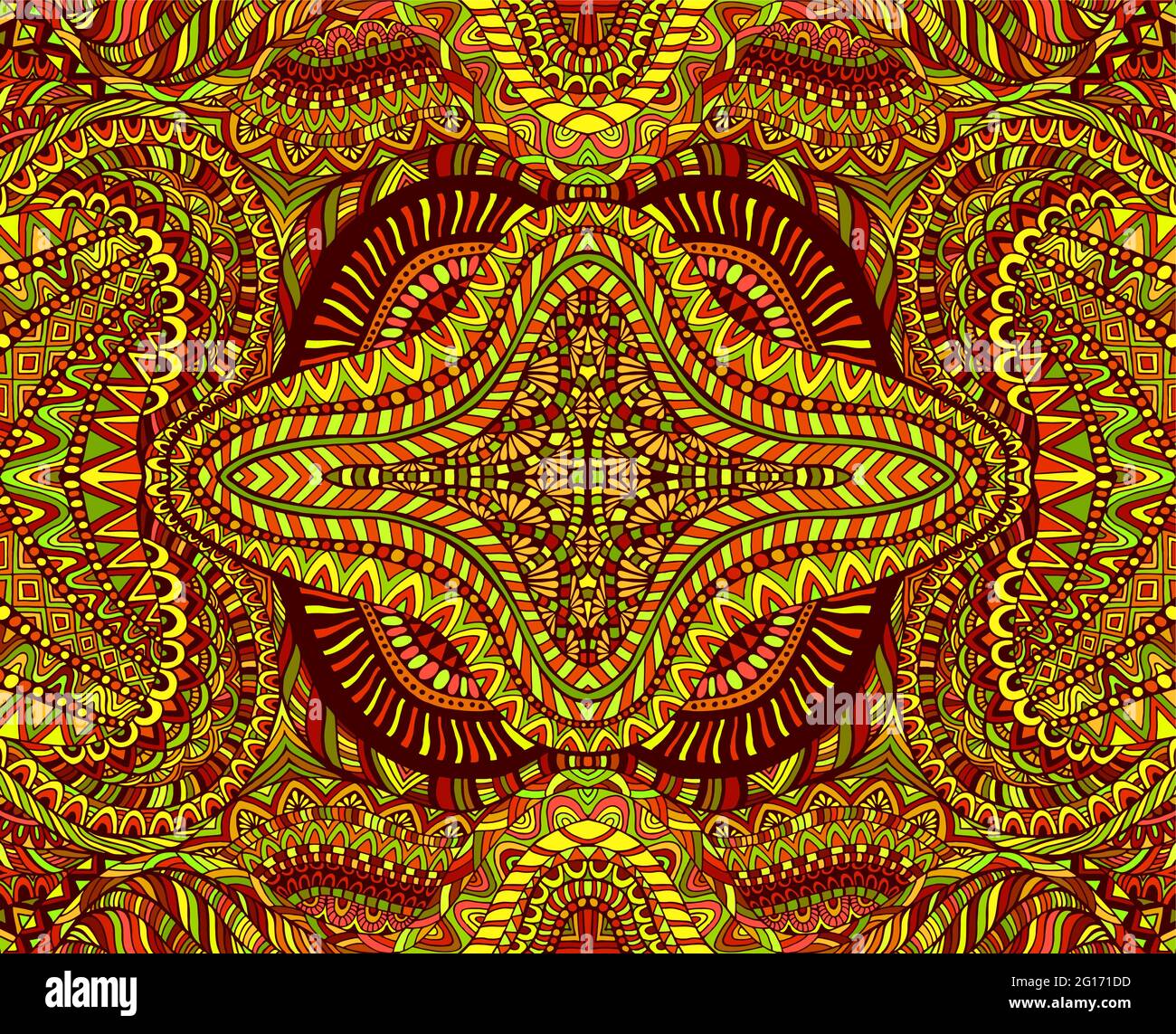 Kaléidoscope tribal chamanique étonnant trippy trippy mandala psychédélique ornementale. Illustration de Vecteur