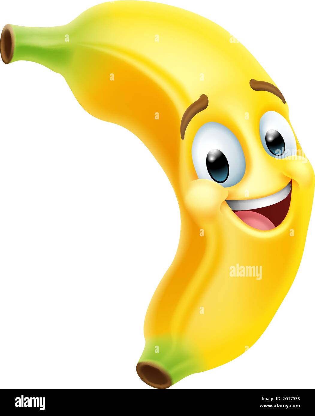 Emoji Mascot, personnage de dessin animé aux fruits de banane Illustration de Vecteur
