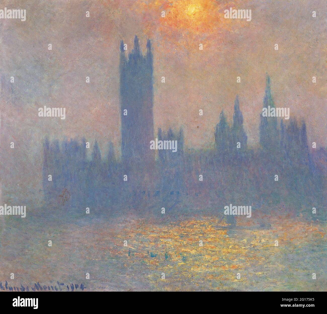 Claude Monet - Parlement effet lumière du soleil brouillard 1904 Banque D'Images