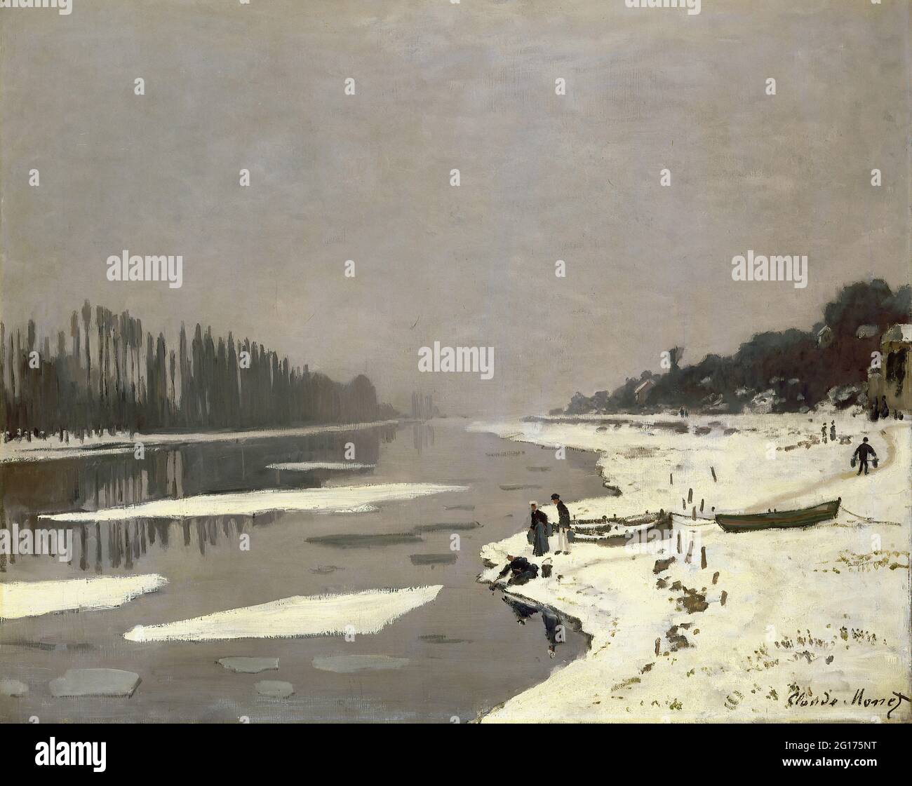 Claude Monet - flotteurs de glace Seine Bougival 1868 Banque D'Images