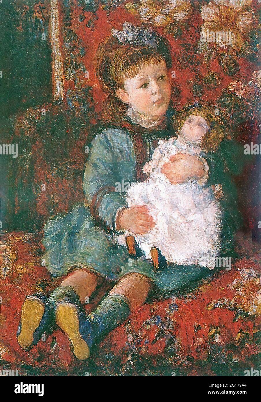 Claude Monet - Portrait Germaine Hoschede avec Doll 1877 Banque D'Images