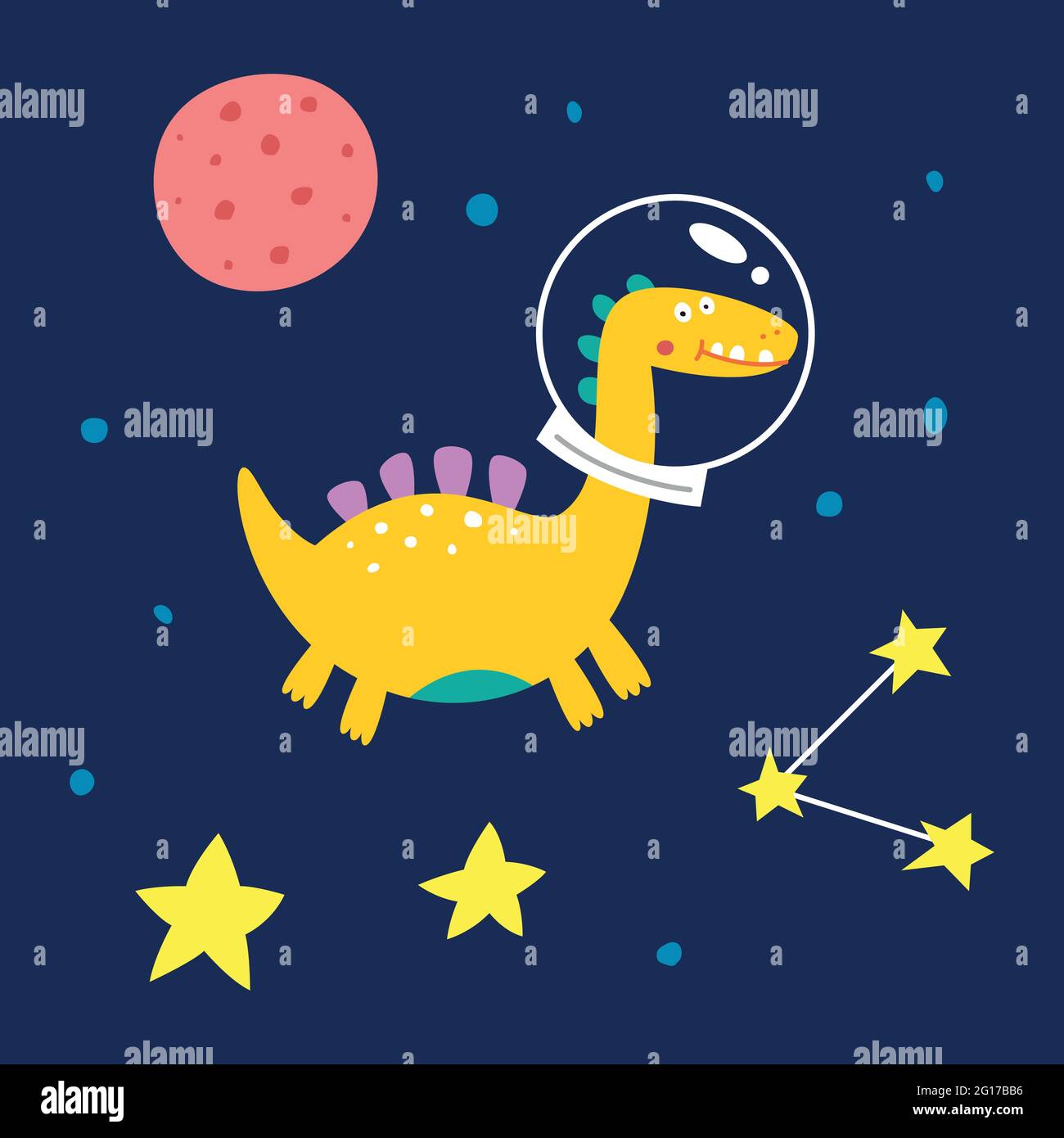 Dinosaure de l'espace, illustration vectorielle pour la mode des enfants. Illustration de Vecteur