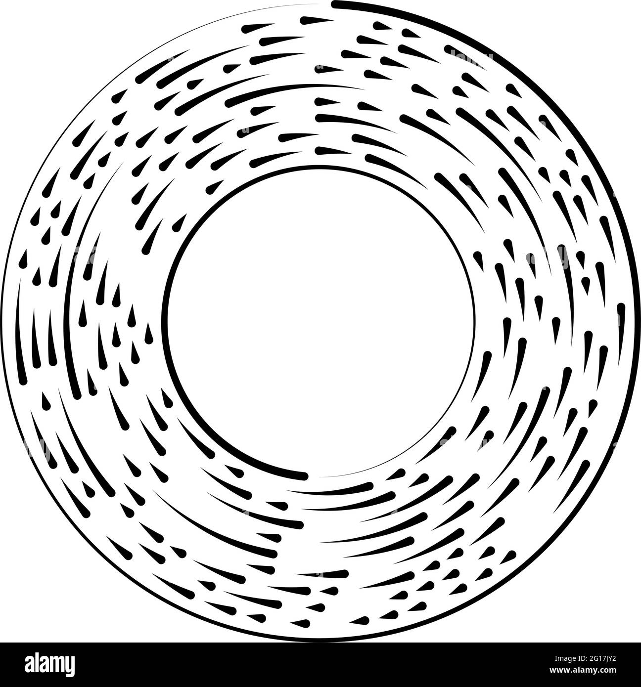 Gyrate, lignes segmentées en rotation élément circulaire – illustrations vectorielles, graphiques clip-art Illustration de Vecteur