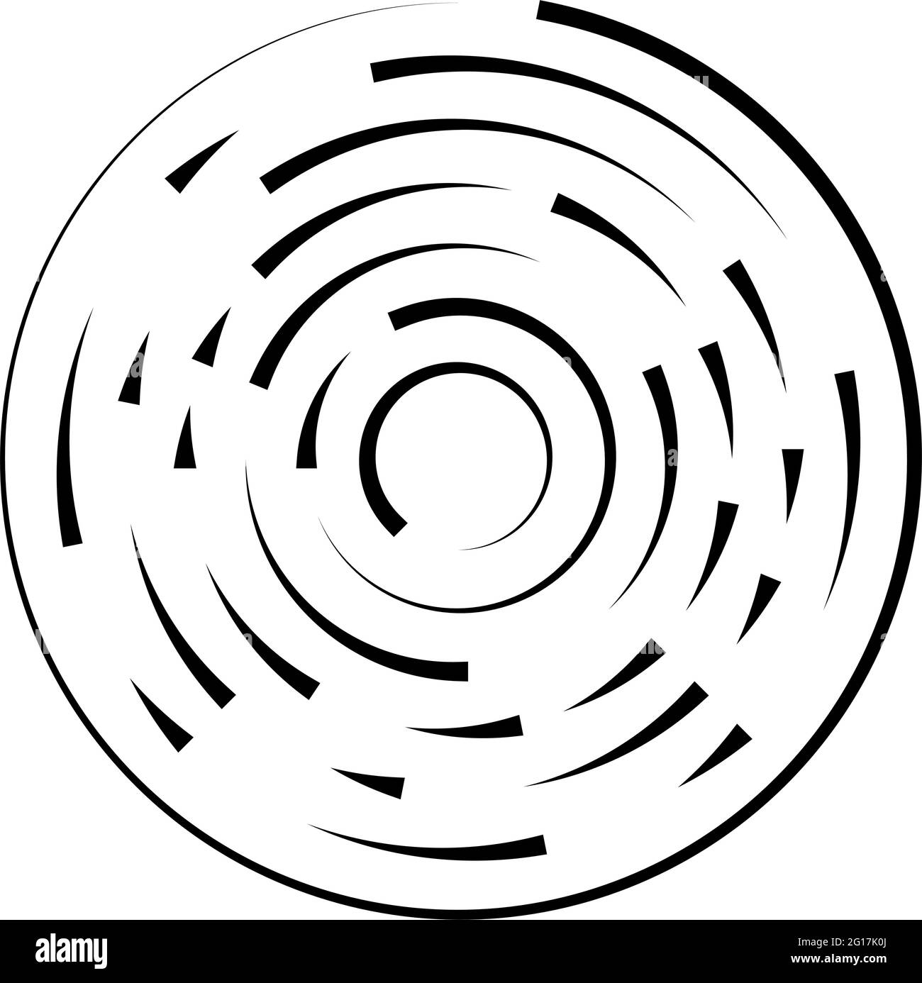 Gyrate, lignes segmentées en rotation élément circulaire – illustrations vectorielles, graphiques clip-art Illustration de Vecteur