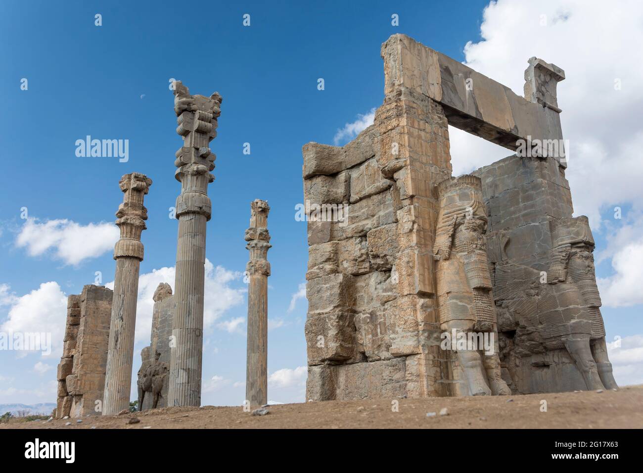 Ruines de la porte de toutes les nations (porte de Xerxès), Persepolis, province de Fars, Iran Banque D'Images