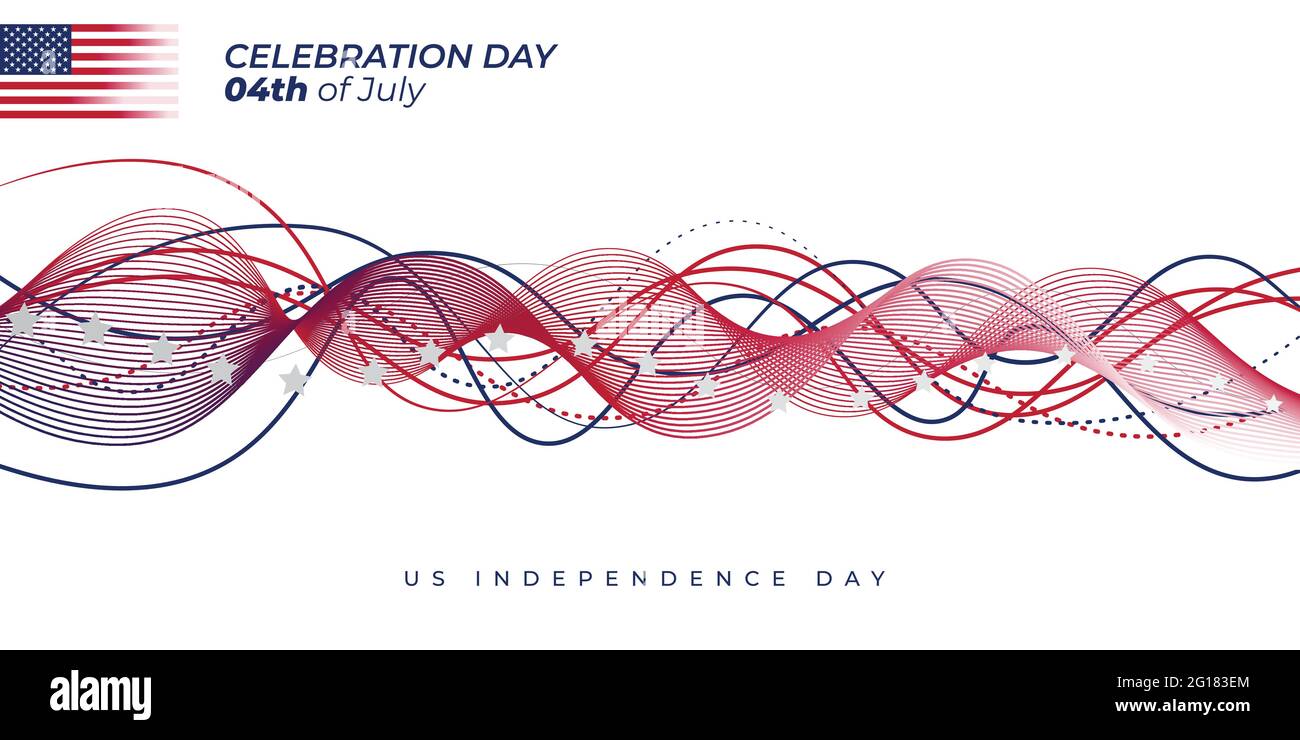 Happy Independence Day pour l'État-Unis d'Amérique avec fond abstrait rouge et bleu et motif étoiles volantes. Bon modèle pour la Journée nationale des États-Unis Illustration de Vecteur