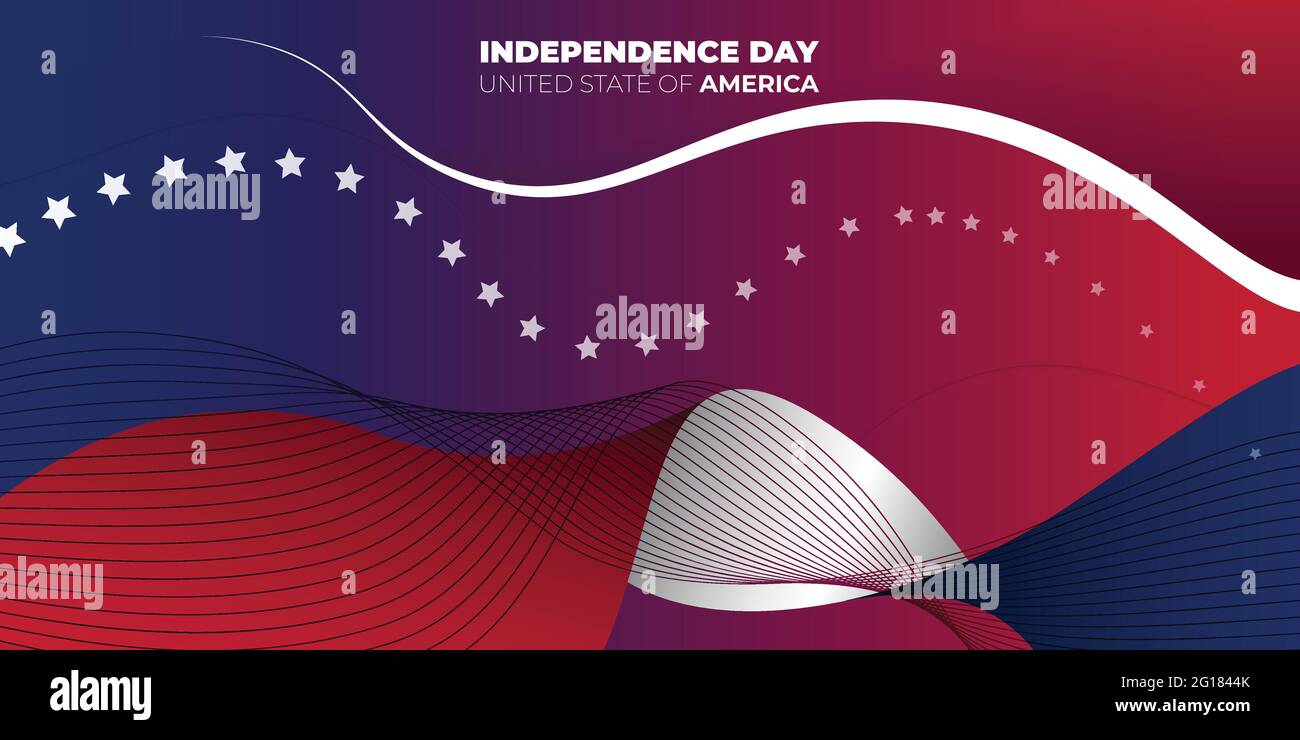 Happy Independence Day pour l'État-Unis d'Amérique avec fond abstrait rouge et bleu et motif étoiles volantes. Bon modèle pour la Journée nationale des États-Unis Illustration de Vecteur