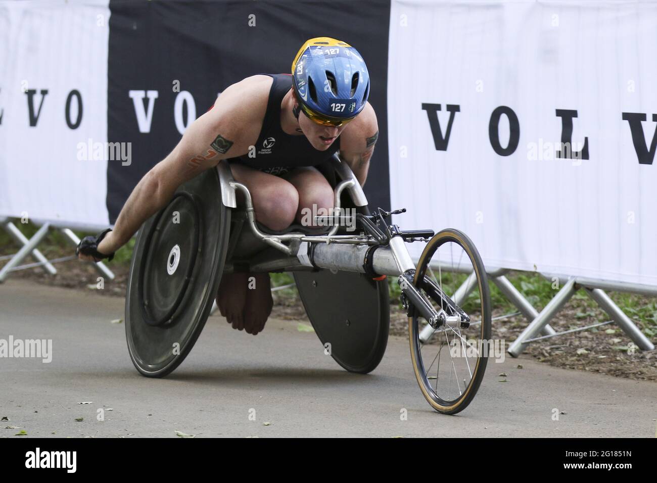 Leeds, Royaume-Uni. 05e juin 2021. Josh Landmann en action pendant la série AJ Bell 2021 World Triathlon Para Series à Roundhay Park, Leeds. Crédit: SPP Sport presse photo. /Alamy Live News Banque D'Images