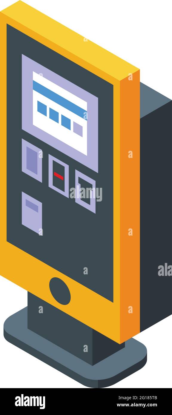 Icône du kiosque de stationnement payant. Icône vectorielle isométrique de kiosque de stationnement payant pour la conception de sites Web isolée sur fond blanc Illustration de Vecteur