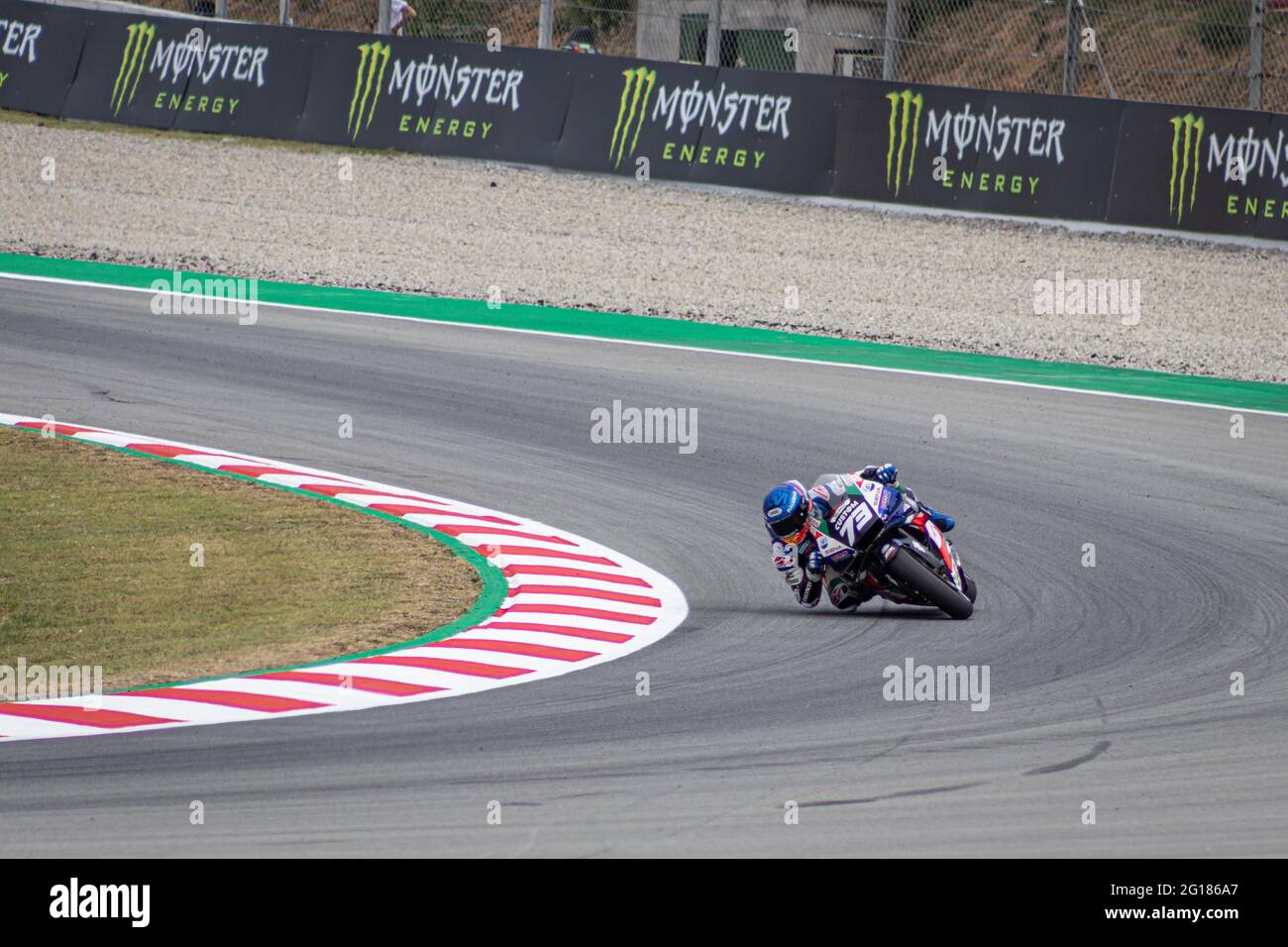MONTMELLO, ESPAGNE-4 JUIN 2021 : Alex Marquez à propos de sa Honda RC213V #73 (Team: LCR Honda Castrol/Idemitsu), Championnat du monde MotoGP 2021 Banque D'Images