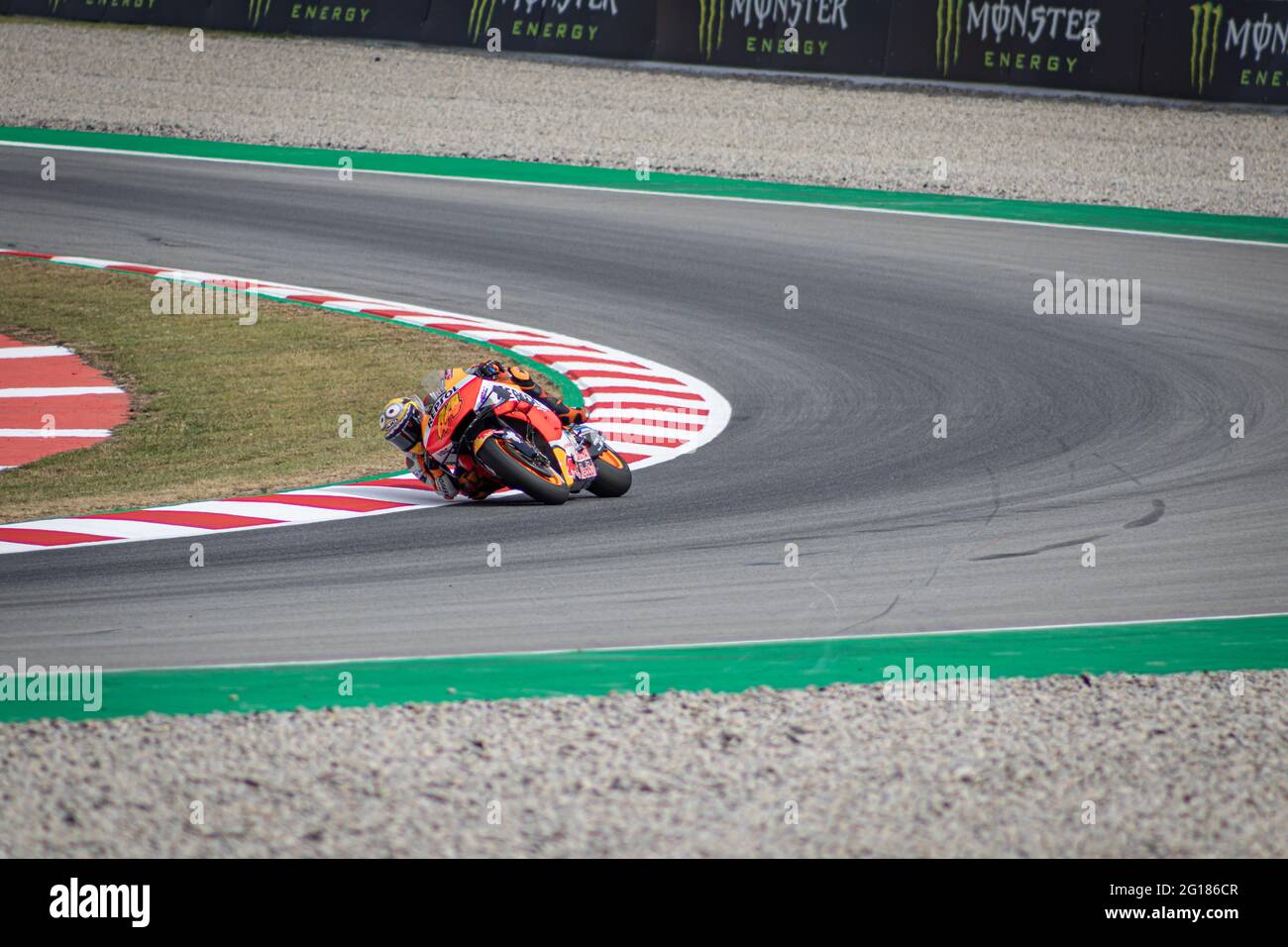 MONTMELLO, ESPAGNE-4 JUIN 2021: Pol Espargaro sur sa Honda RC213V #44 (Repsol Honda Team), Championnat du monde MotoGP 2021 Banque D'Images