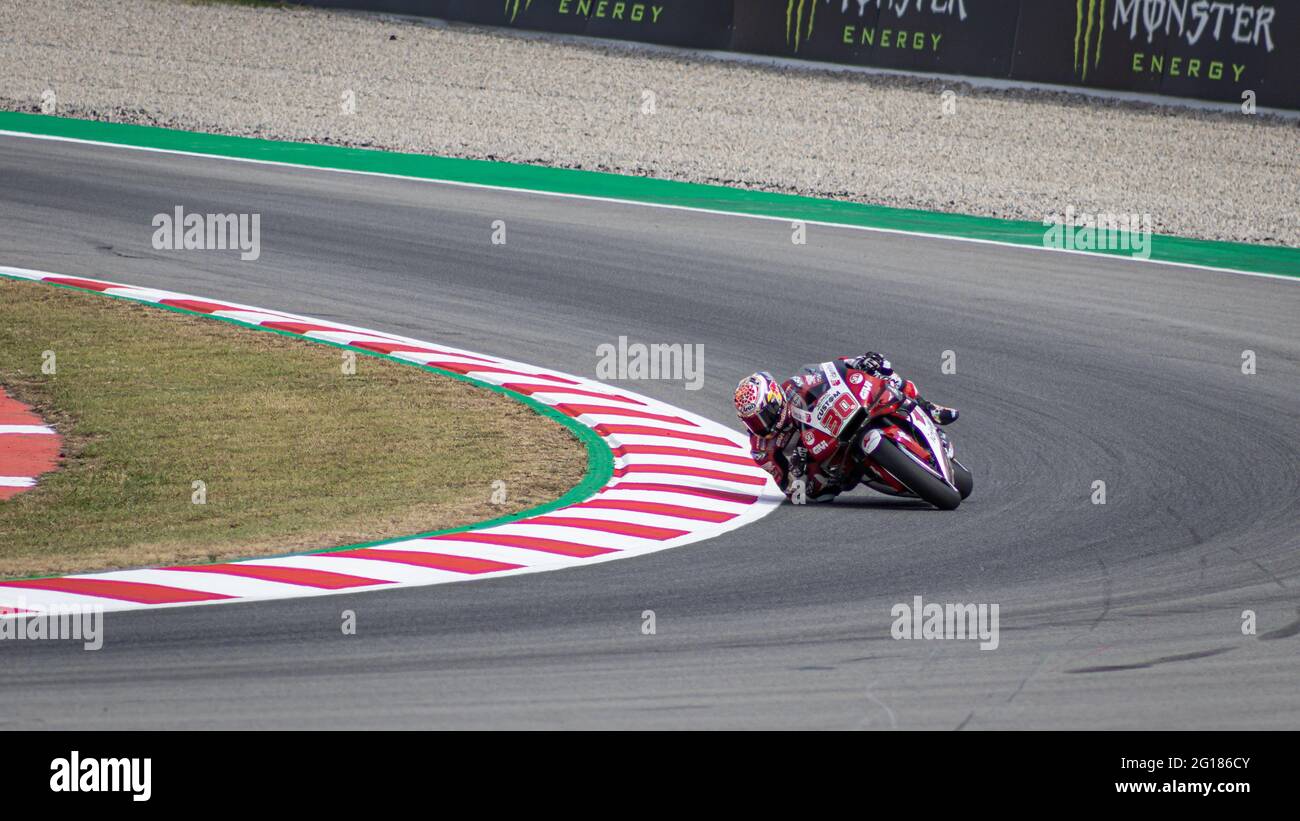 MONTMELLO, ESPAGNE-JUIN 4, 2021:Takaaki Nakagami sur sa Honda RC213V #30 (Team: LCR Honda Castrol/Idemitsu), Championnat du monde MotoGP 2021 Banque D'Images
