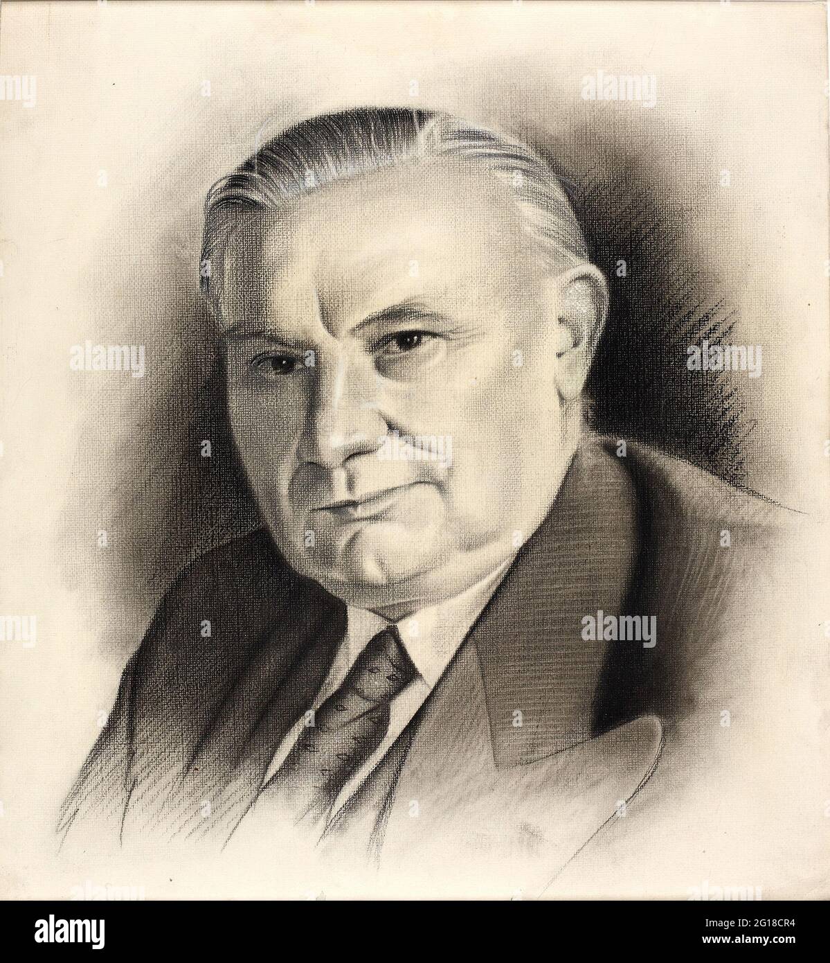 Un portrait d'Ernest Bevin, le politicien syndicaliste britannique et membre du gouvernement de coalition de l'époque de la guerre de Churchill. Banque D'Images