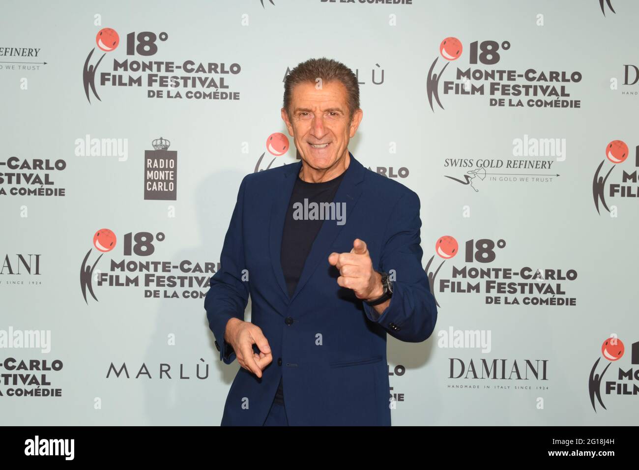 Montecarlo fil Festival - dîner de gala au Yachting Club. Sur la photo: Ezio Greggio Banque D'Images