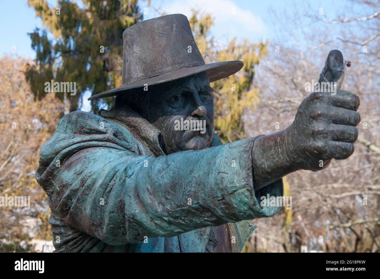 Statue de bronze de Peter Corlett de John Glover, ancien artiste colonial de Van Diemen's Land, dans le village historique d'Evandale, Tasmanie, Australie Banque D'Images