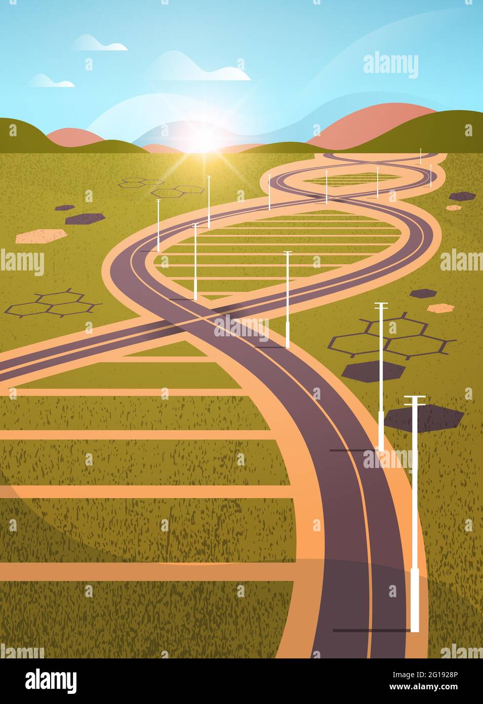 Pré avec route en forme génétique ADN structure moléculaire hélicoïdale clinique de traitement médical recherche et essais Illustration de Vecteur