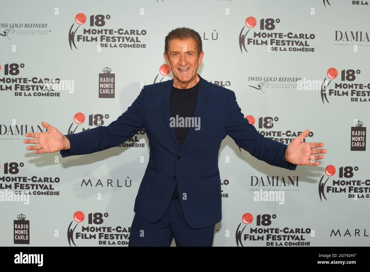 Montecarlo fil Festival - dîner de gala au Yachting Club. Sur la photo: Ezio Greggio Banque D'Images