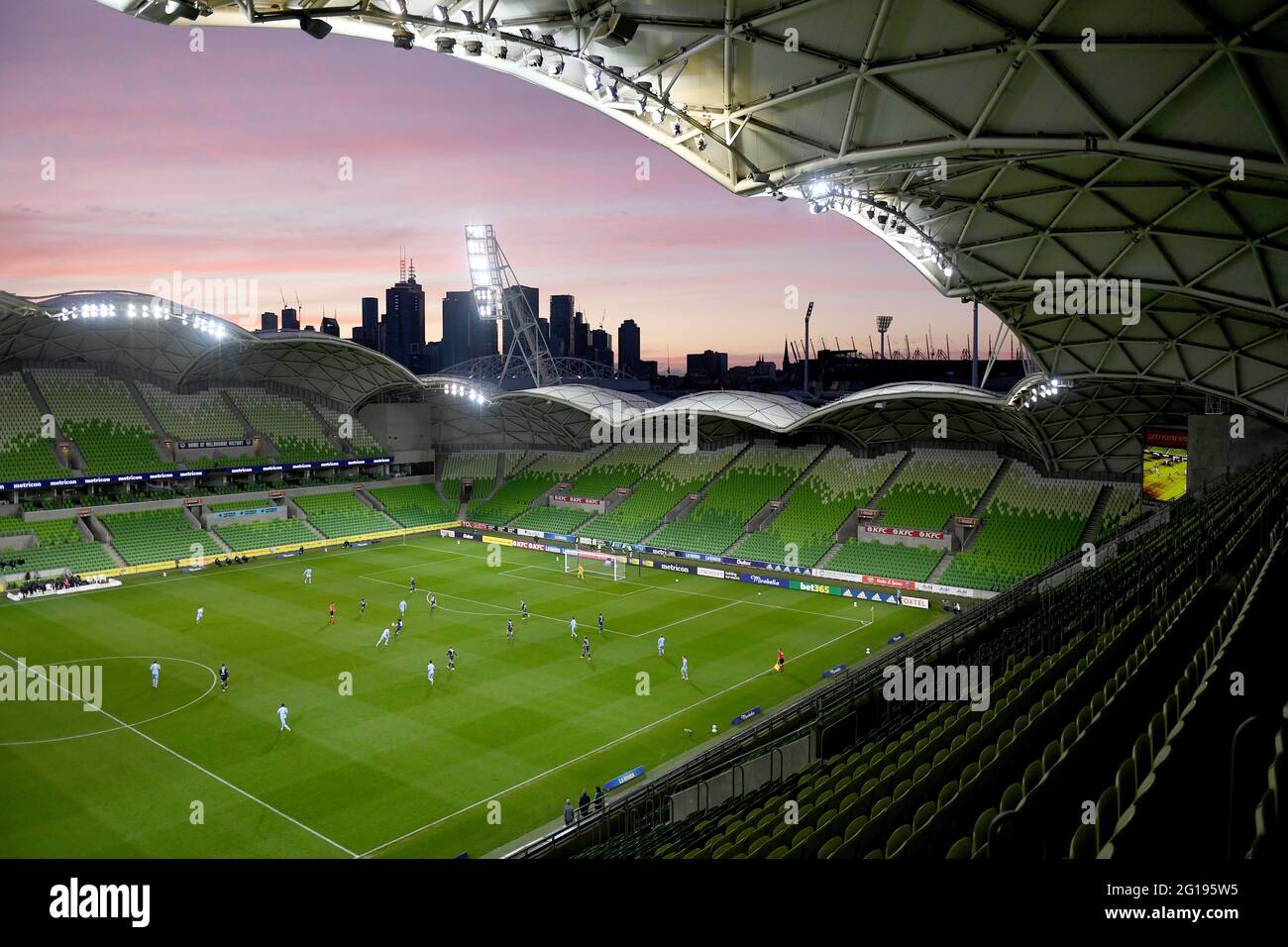 AAMI Park, Melbourne, Victoria, Australie. 6 juin 2021. A League football, Melbourne Victory contre Melbourne City ; UNE vue générale du jeu devant aucun spectateur alors que la foule était enfermée en raison d'un crédit de Melbourne LockDown Credit: Action plus Sports/Alay Live News Banque D'Images