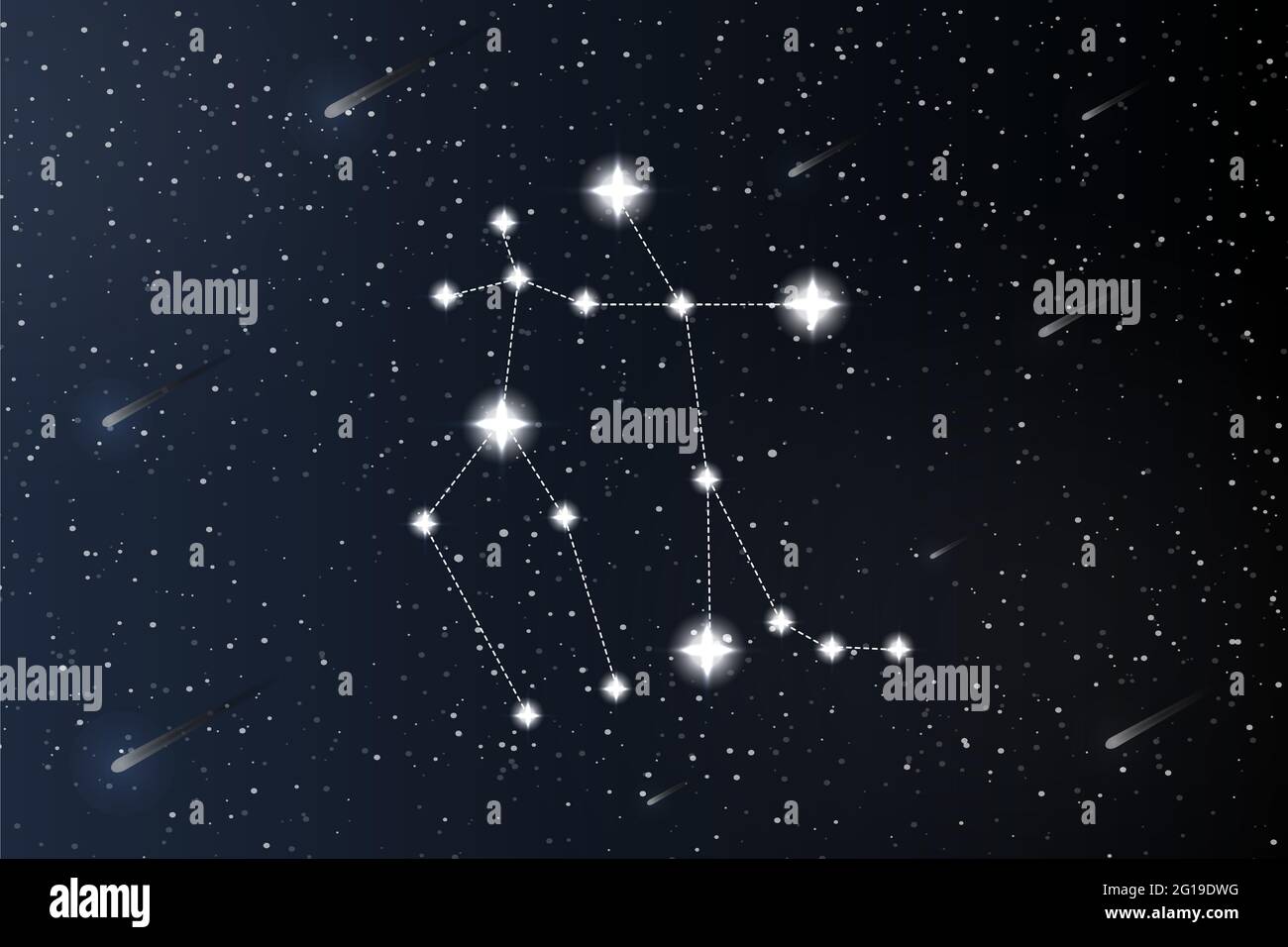 Gémeaux. Constellation du zodiaque sur fond d'espace. Mystère et — free download