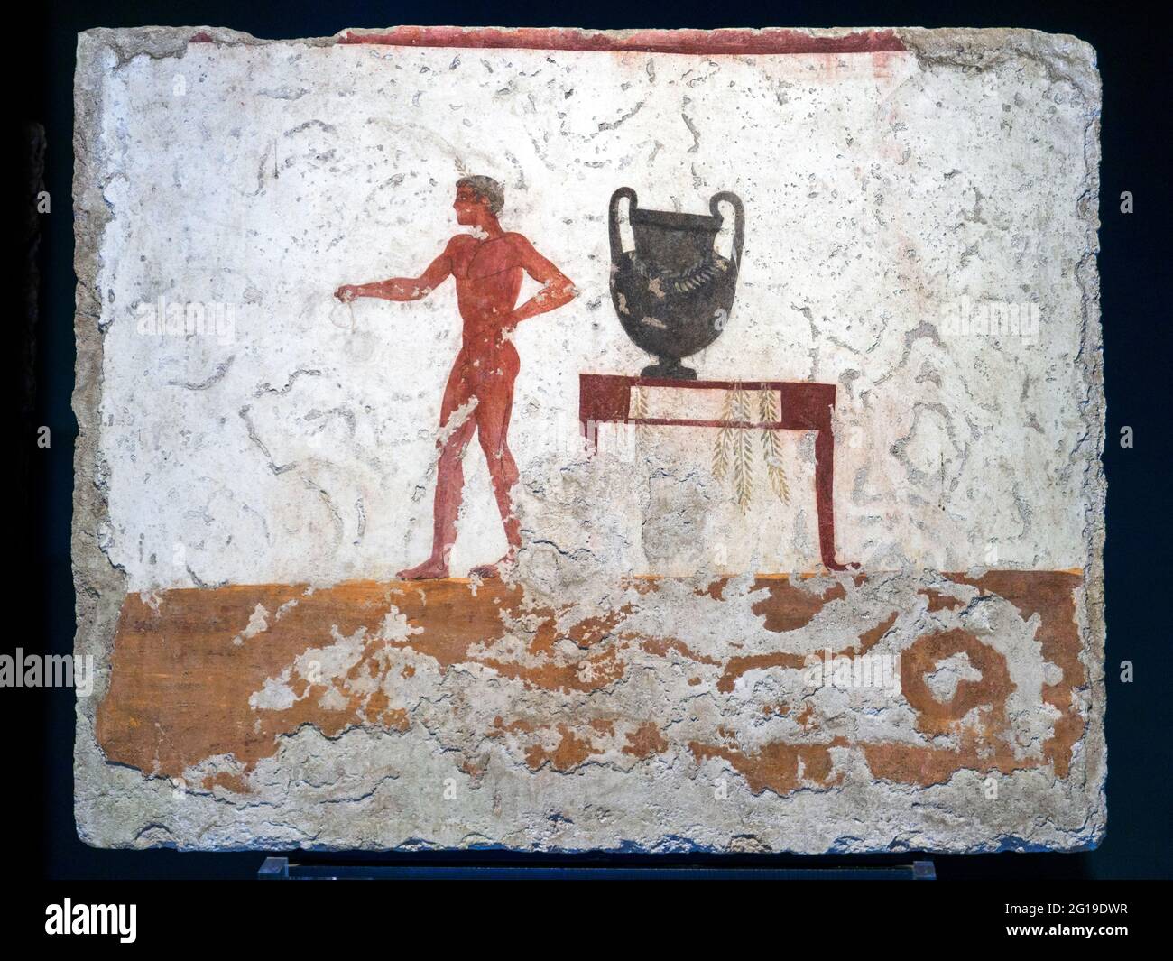 Fresque de la 'tombe du Diver' (Tomba del Tuffatore) 480/70 BC - zone archéologique de ​​Paestum - Salerno, Italie Banque D'Images