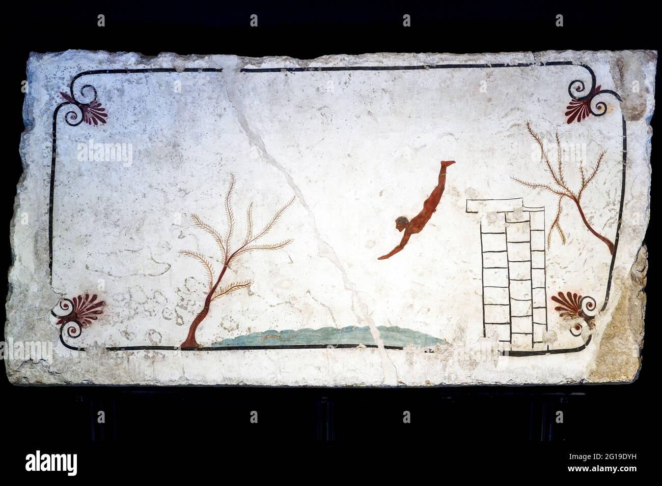 Fresque de la 'tombe du Diver' (Tomba del Tuffatore) 480/70 BC - zone archéologique de ​​Paestum - Salerno, Italie Banque D'Images