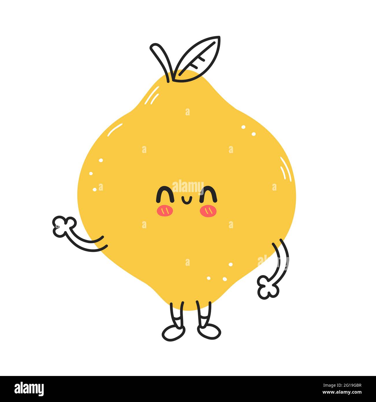 Mignon drôle de fruit de citron. Dessin animé à la main vectoriel kawaii Doodle icône d'illustration de personnage. Concept de personnage de dessin animé de mascotte de bébé de fruit de citron Illustration de Vecteur