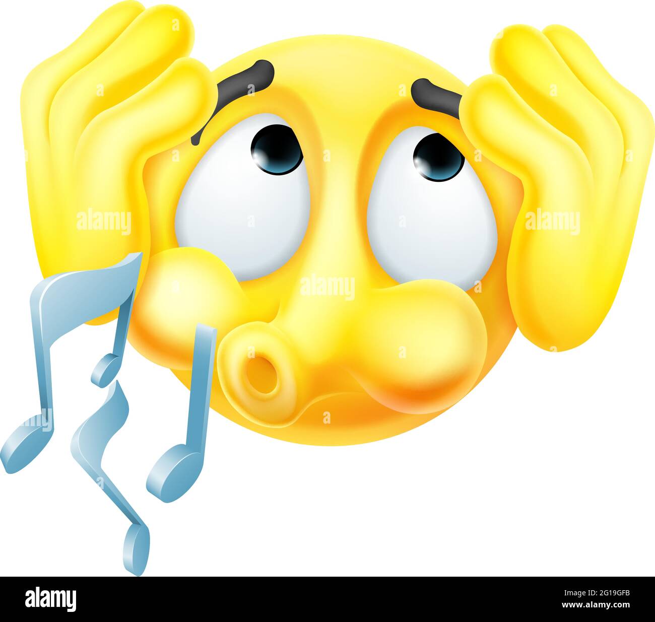 Émoticone Emoji ignorant les oreilles de couverture sifflement Illustration de Vecteur