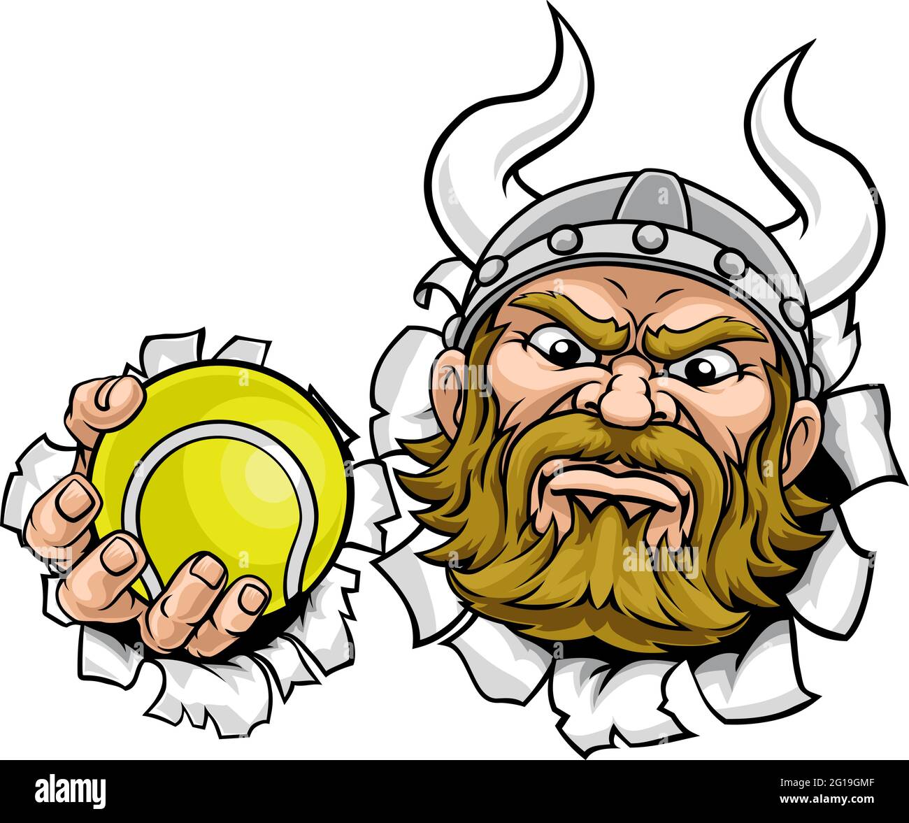 Viking tennis ball Sports Mascot Cartoon Illustration de Vecteur