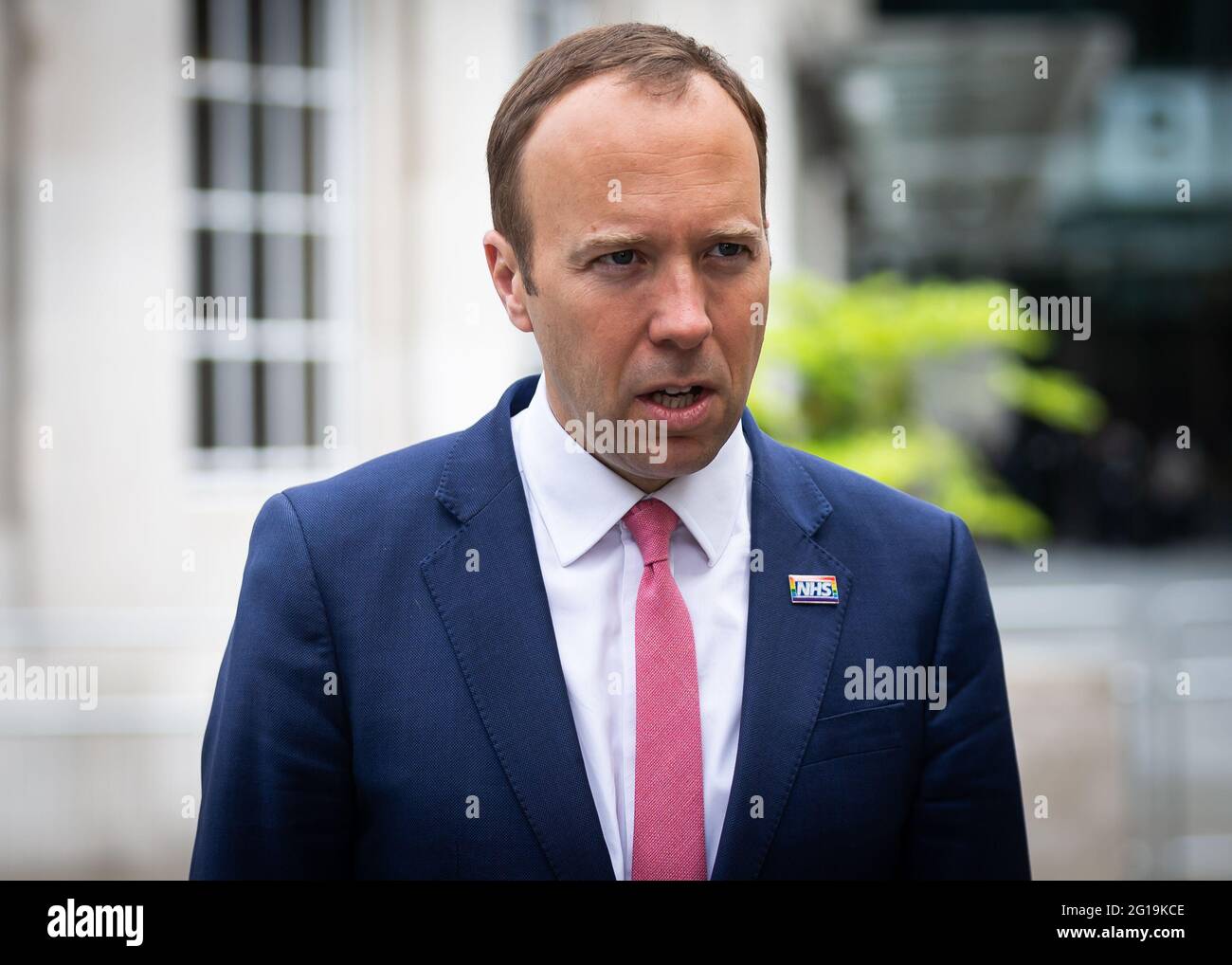 LONDRES, ROYAUME-UNI. 6 JUIN. Matt Hancock arrive à Broadcasting House, Londres avant son apparition au Andrew Marr Show le dimanche 6 juin 2021. (Credit: Tejas Sandhu | MI NEWS) Banque D'Images