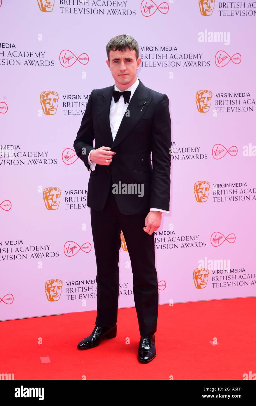 Paul Mescal arrive pour les prix Virgin Media BAFTA TV au Centre TV de Wood Lane, Londres. Date de la photo: Dimanche 6 juin 2021. Banque D'Images