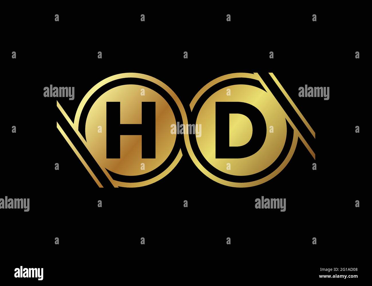 Logo d'icône de résolution vidéo HD dorée, écran de télévision haute définition / moniteur de jeux étiquette, bouton Web d'étiquette HD. Illustration de Vecteur