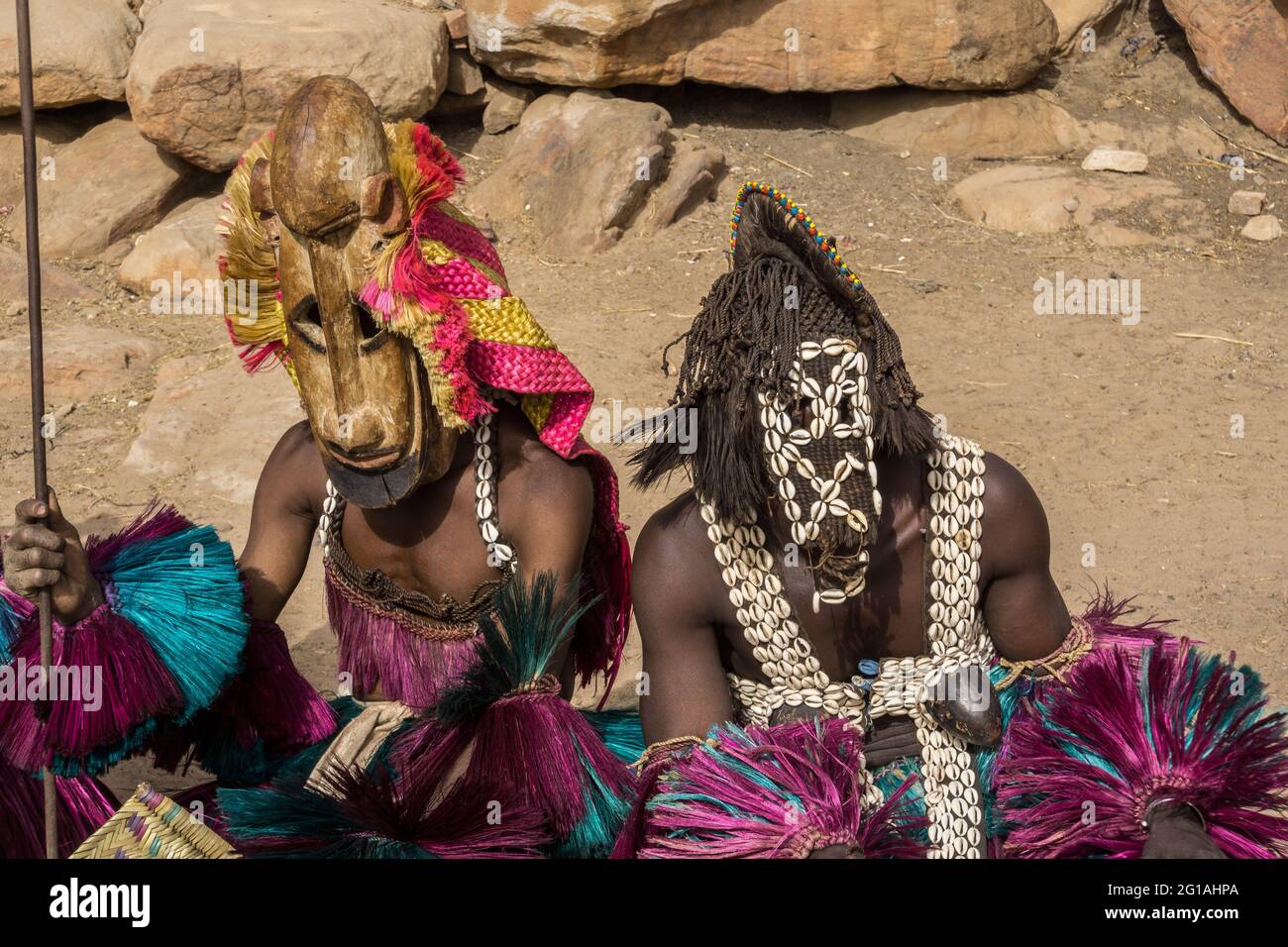 Le Dama, danse masquée des Dogon, Mali Banque D'Images