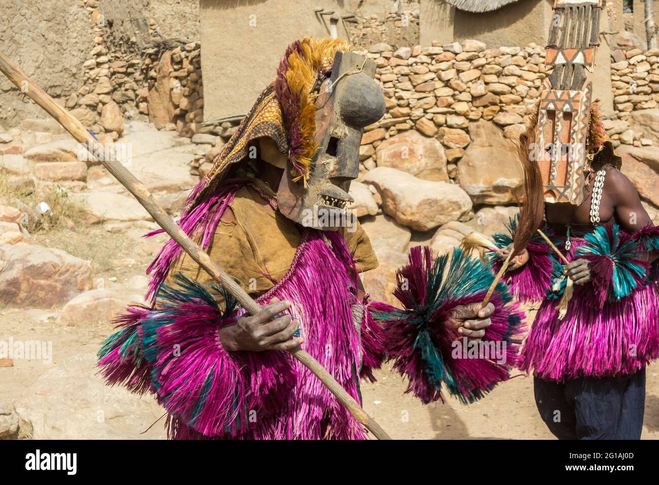 La mascarade funéraire danse des Dogon, Mali Banque D'Images
