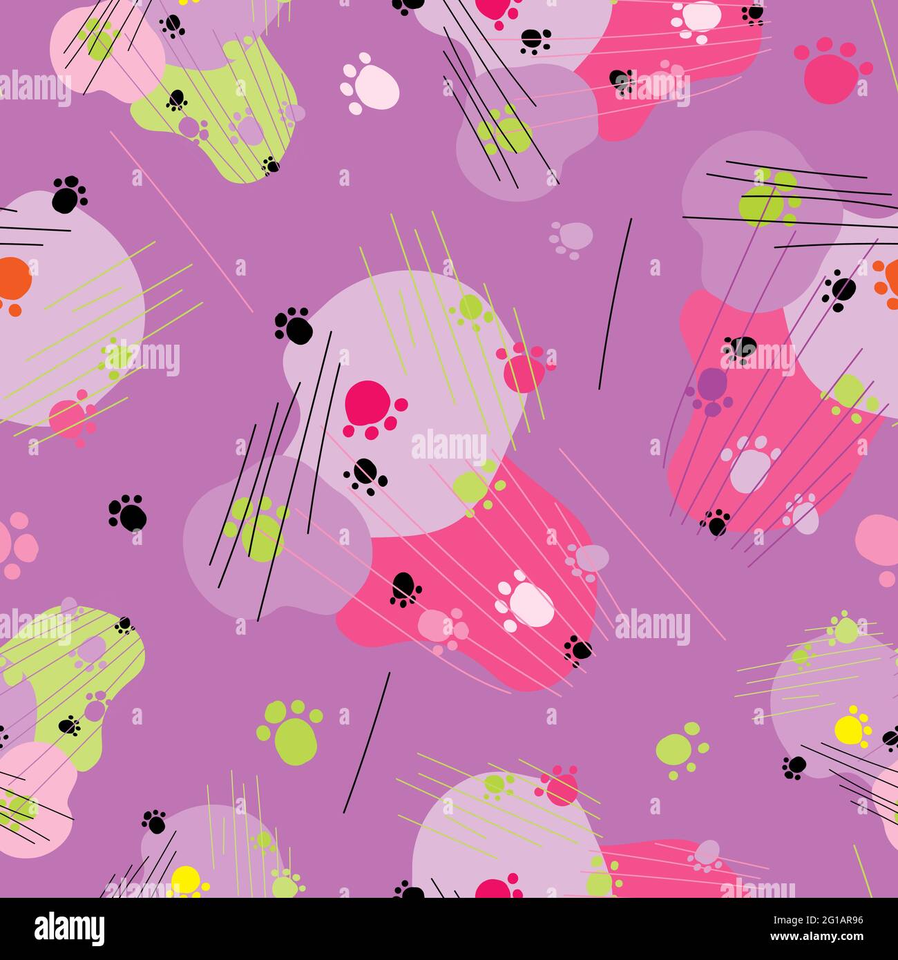 Motif abstrait répétitif de rayures multicolores, empreintes d'animaux et taches Illustration de Vecteur