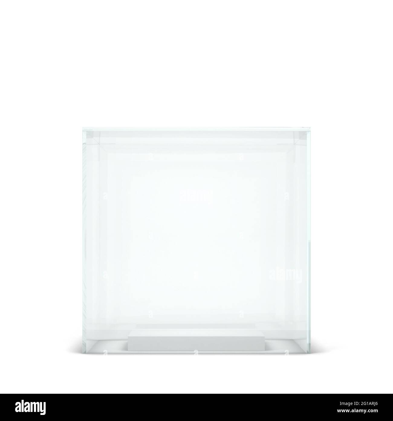 Présentoir en verre vide. illustration 3d isolée sur fond blanc Banque D'Images