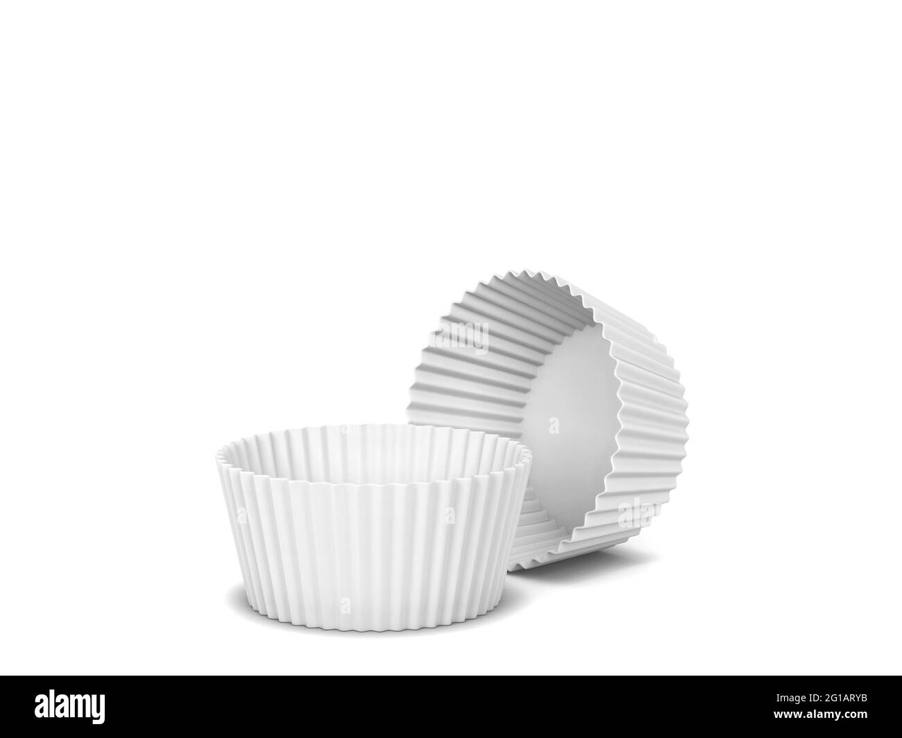 Forme en silicone pour cupcake vierge. illustration 3d isolée sur fond blanc. Ustensile de boulangerie Banque D'Images