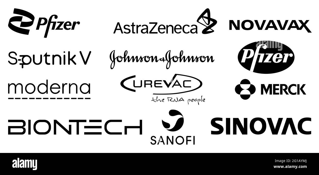 Vinnytsia, Ukraine - 31 mai 2021 : ensemble des icônes des sociétés pharmaceutiques. Pfizer, AstraZeneca, Novavax, Spoutnik, Johnson Johnson, Moderna et d'autres. Illustration de Vecteur Vinnytsia, Ukraine - 31 mai 2021 : ensemble des icônes des sociétés pharmaceutiques. Pfizer, AstraZeneca, Novavax, Spoutnik, Johnson Johnson, Moderna et d'autres. Illustration de Vecteur