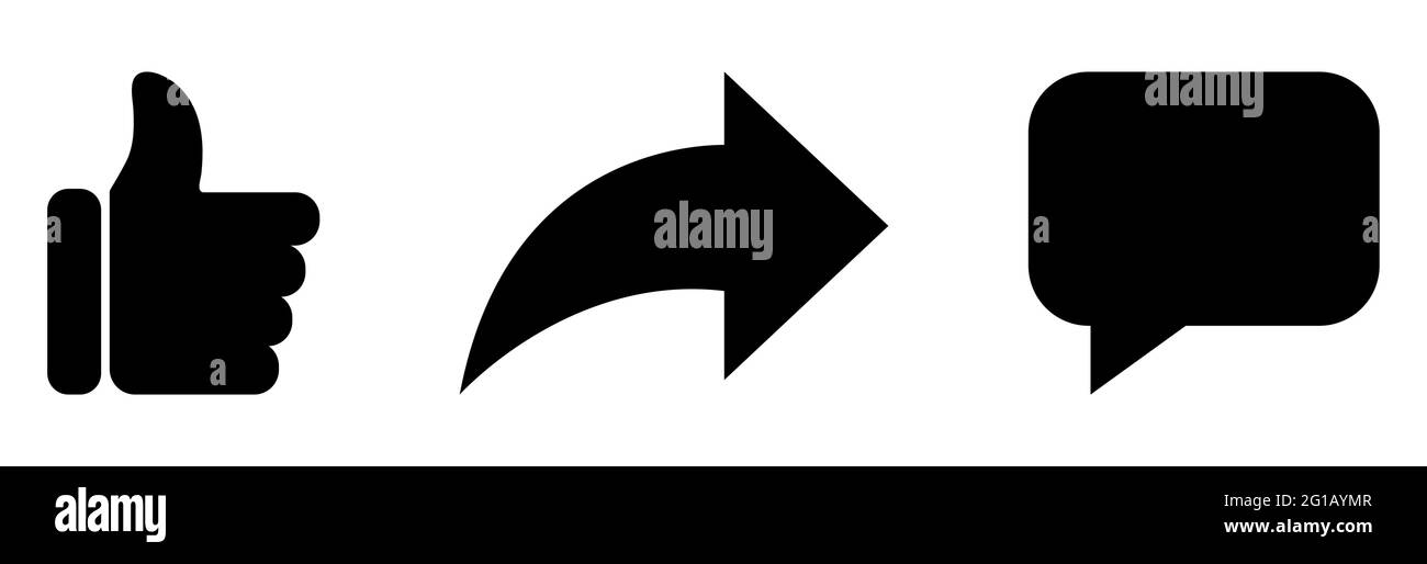 Pouce vers le haut, partager, commenter icônes boutons de notification sociale Illustration de Vecteur