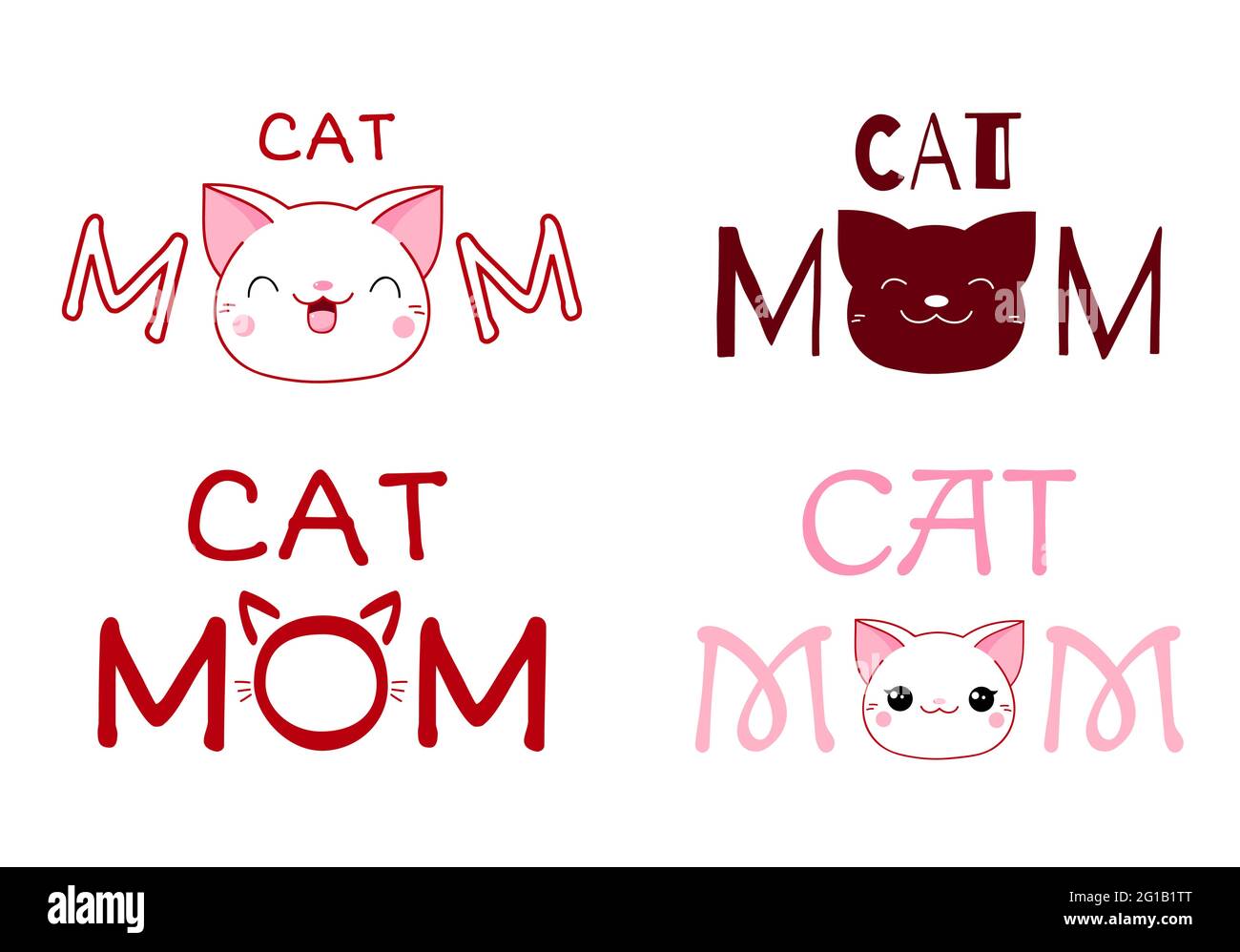 Jeu De Vecteurs Amusant Maman Chat Joyeux Fete Des Meres Anniversaire T Shirt Carte De Vœux Invitation Graphique Design Element Typographique Pour L Imprime T Shirt Image Vectorielle Stock Alamy