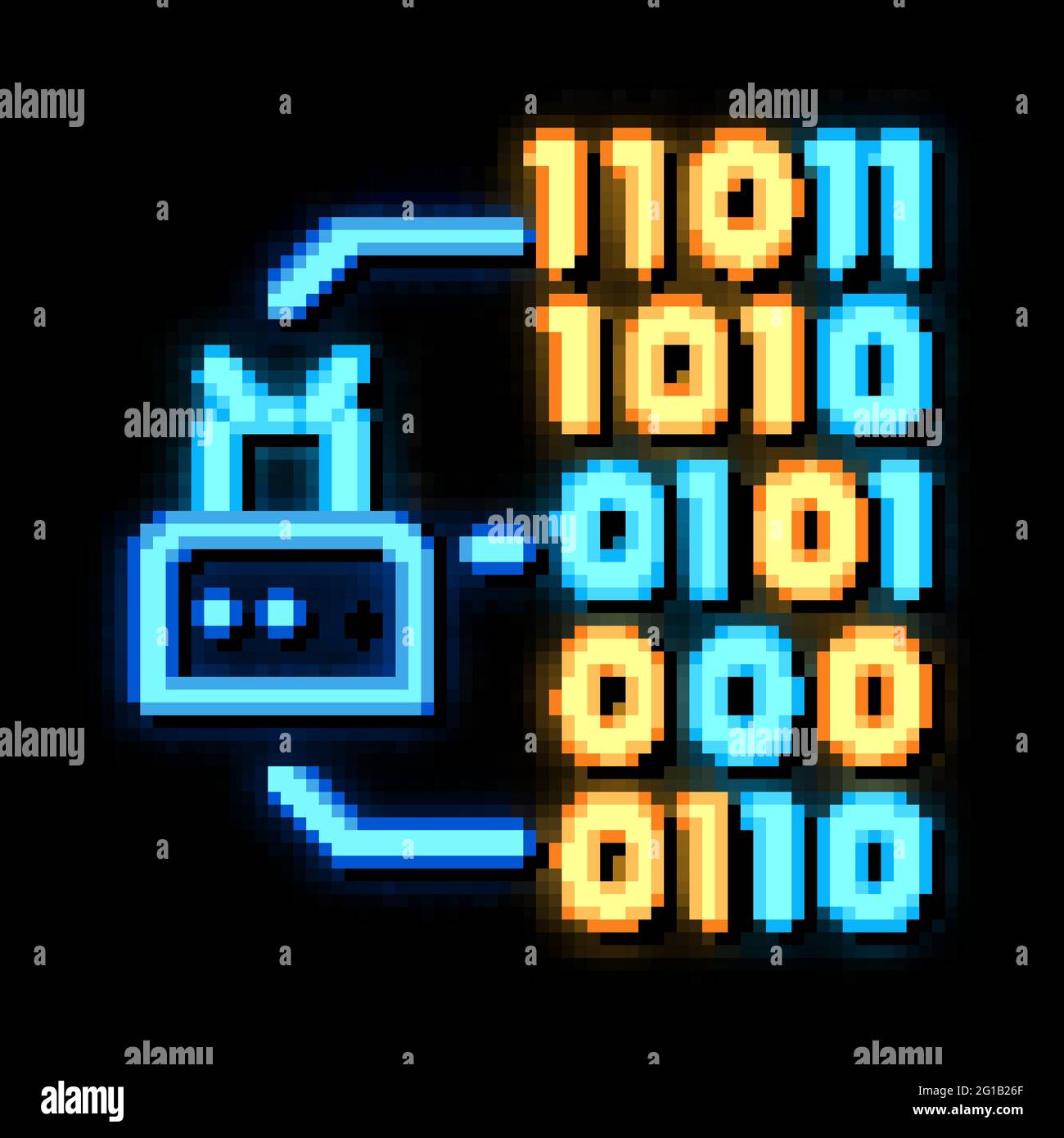 Illustration de l'icône de néon de code binaire Illustration de Vecteur