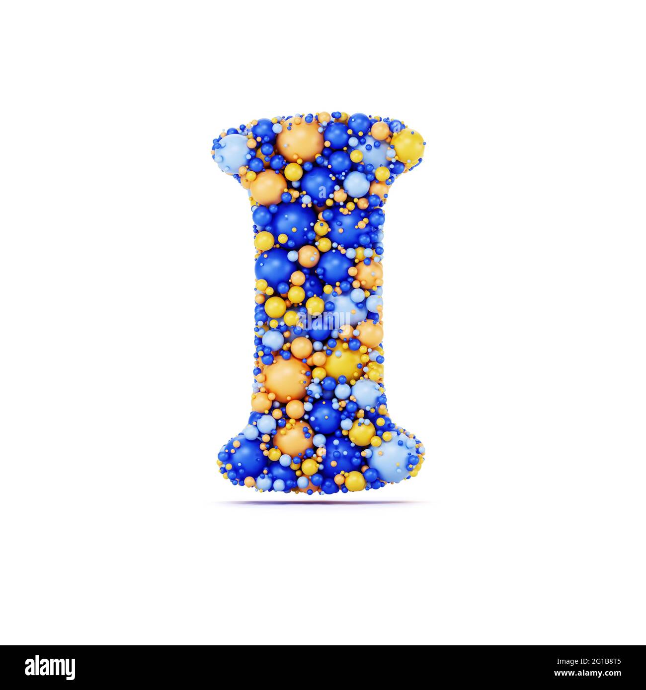 Je lettre avec des boules brillantes de couleur. Illustration de rendu 3d réaliste. Isolé sur un arrière-plan blanc avec une dominante d'ombre Banque D'Images