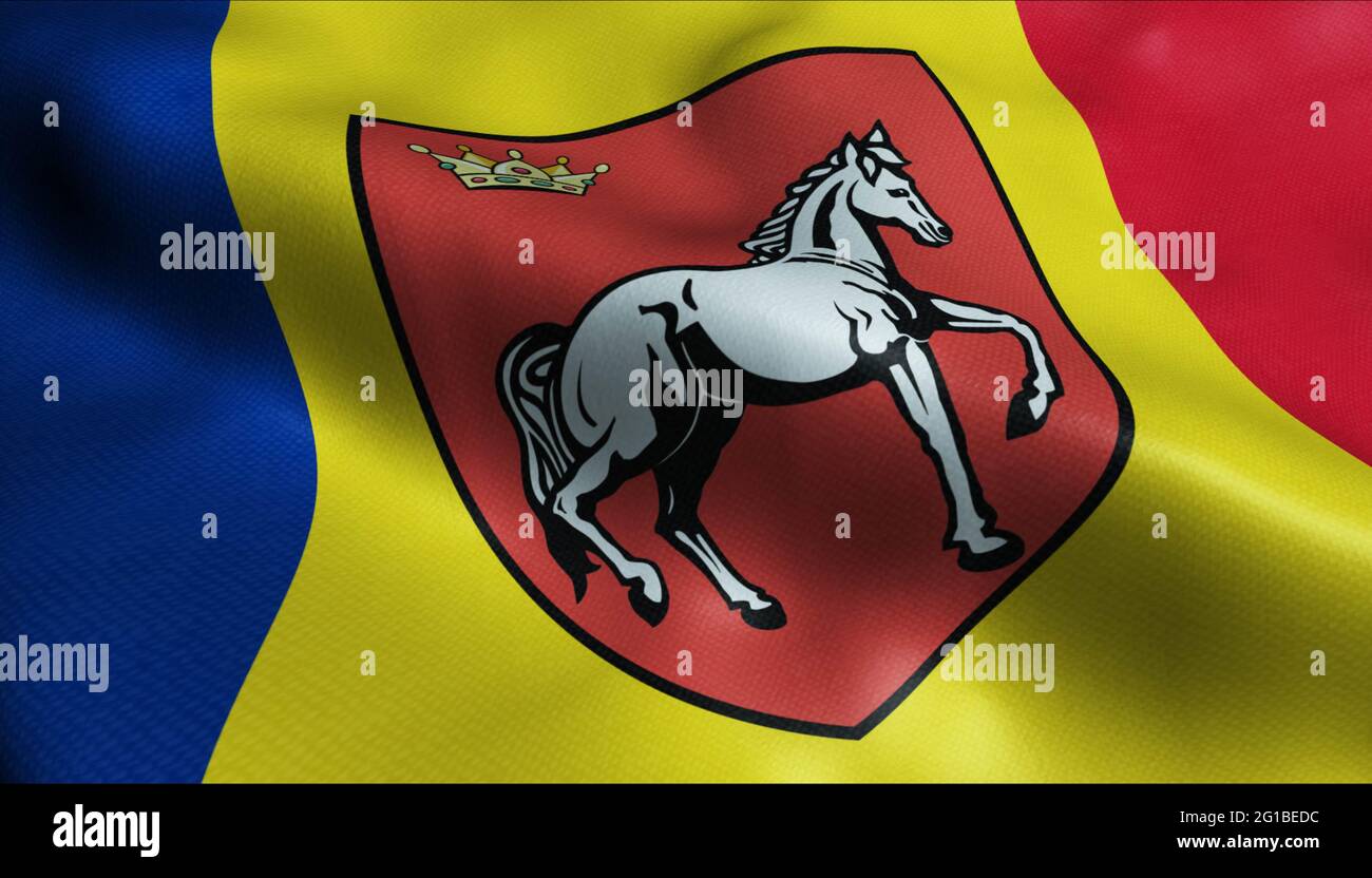 3D Illustration d'un drapeau de Iasi de la Roumanie Banque D'Images
