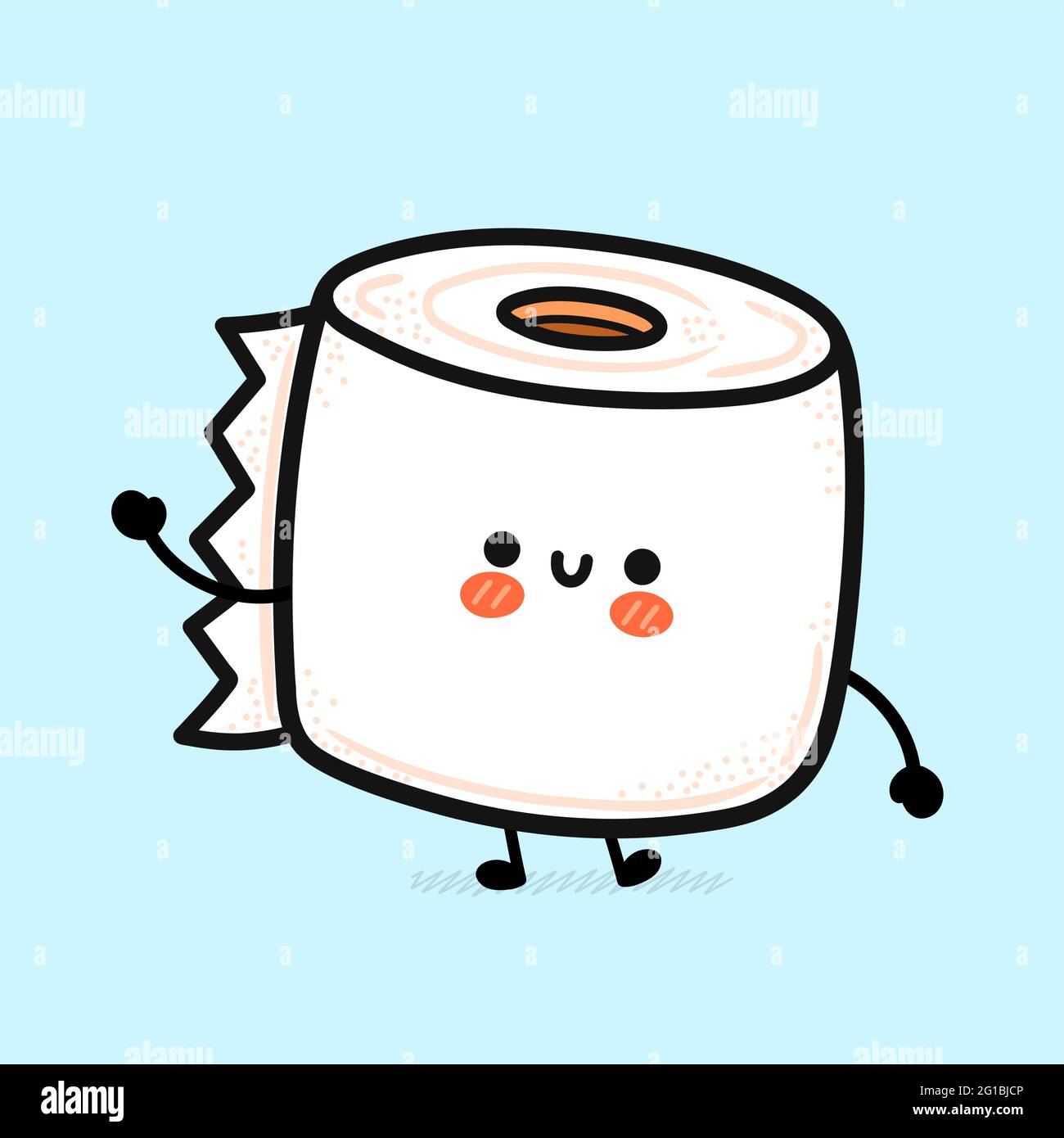 Rouleau de papier toilette blanc mignon et amusant. Icône d'illustration de  personnage de dessin animé à la main de vecteur kawaii. Drôle de dessin  animé papier toilette mascotte concept de personnage Image
